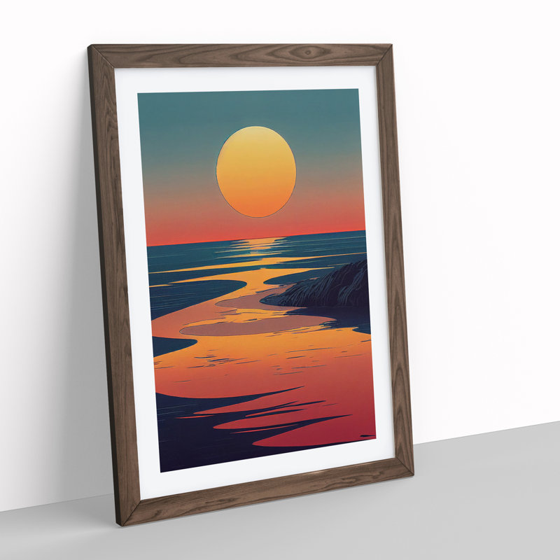 Masterful Sunset - Single Picture Frame Print, Walnut, 64cm H x 46cm W x 2cm D