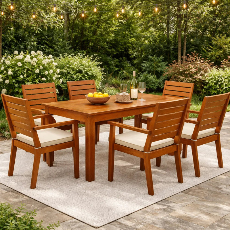 Table basse d'extérieur en bois d'acacia massif brun de 35 po x 20 po