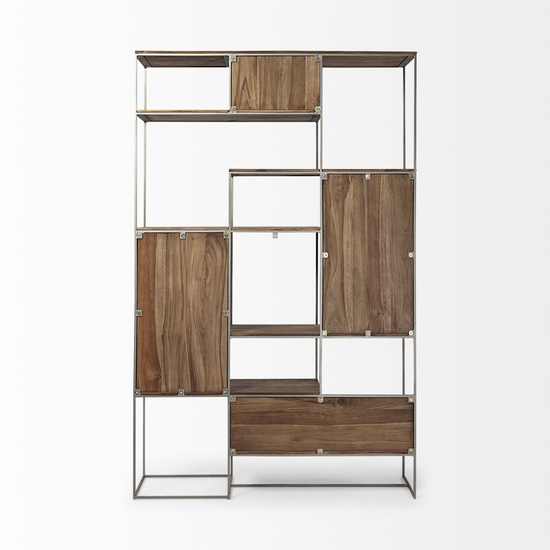 Pawnee Bookcase, Brown/Silver