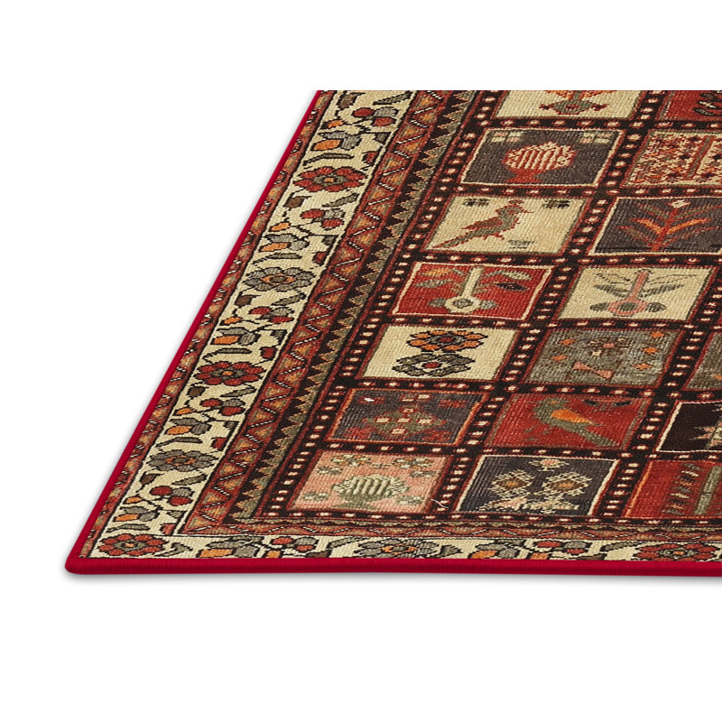 Tapis floral brun / brun clair / orange, Rectangle 5 pi x 7 pi
