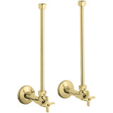 Pair Angle Supplies with Stop, Cross Handle and Annealed Vertical Tube