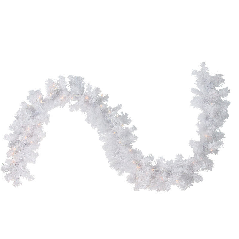 Guirlande de Noël artificielle en épinette blanche pré-éclairée 9 'x 12 "-dura-lumières transparentes dura