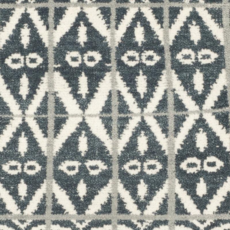 Tapis gris anthracite en laine / coton noué à la main Alimatou, Carré 7 pi