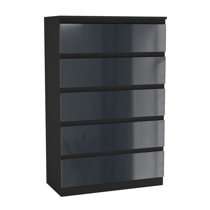 Amardev Wood Rectangle Accent Cabinet, Black/Grey