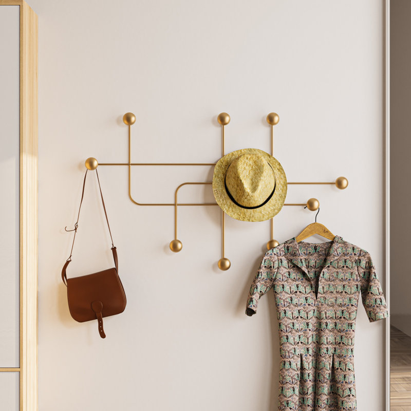 Premium Metal Wall Hook, Gold Finish, 42.1 x 25.2 x 3.9 inches | 100% Metal Construction, Thickness: 0.4 inches | Supports Up to 22 lbs | Ideal for Home Organization & Decorative Display, Stylish & Durable Design