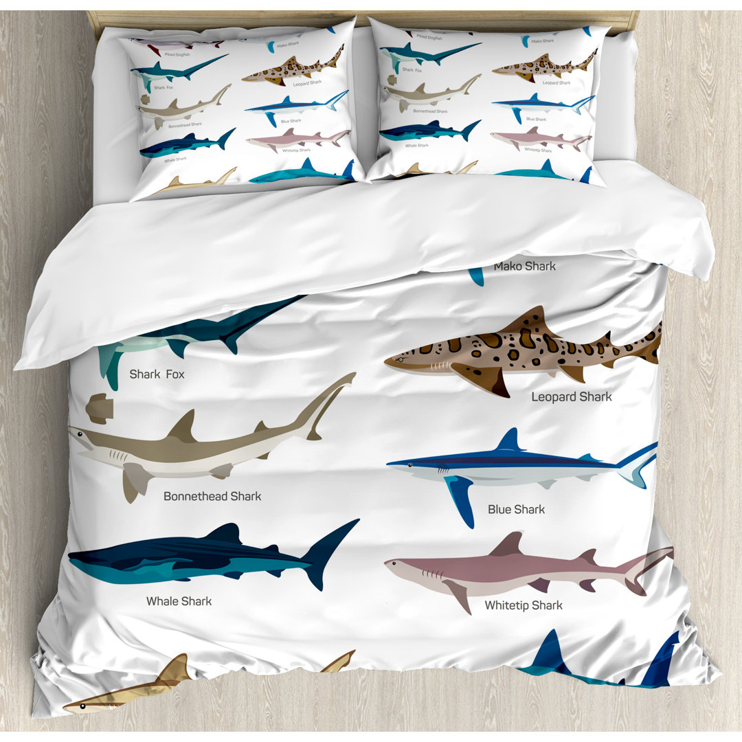 Sea Animal Coastal Duvet Cover Set Ambesonne 