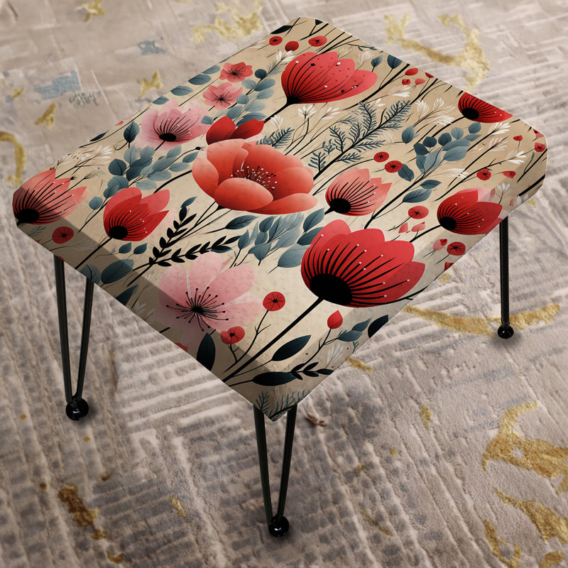 Rustic Red And Green Garden Charm - Floral Rectangle Ottoman