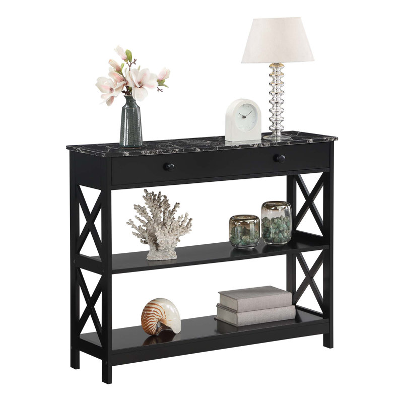 Console 39,5 po Aafko, Similimarbre noir / noir, H 31,5 po x l 39,5 po x P 12 po