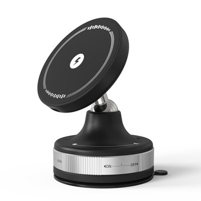 Inbox Zero Wireless Car Charger, 15W Phone Mount Charger for Car, Magnetic Phone Holder for iPhone 17 16 15 14 13 12, 360° Rotatable Charger Car Mount, Black
