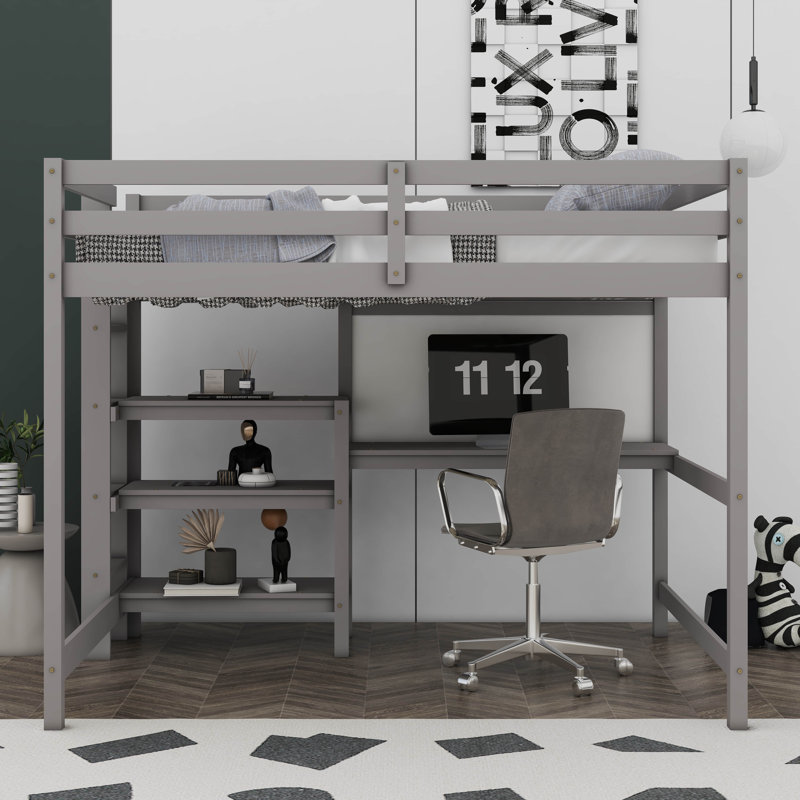 Lit mezzanine pour enfants Costilla, gris, Complète