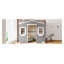 Lit mezzanine simple avec échelle, structure en bois massif blanc et gris