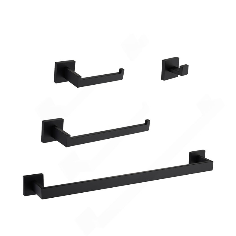 4 - Piece Bathroom Hardware Set, Matte Black