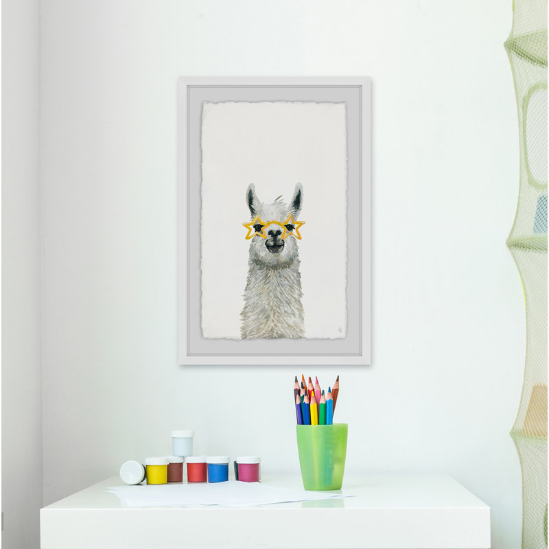 Perham «Yellow Star Llama», reproduction, H 30 po x l 20 po x P 1,5 po, Cadre blanc