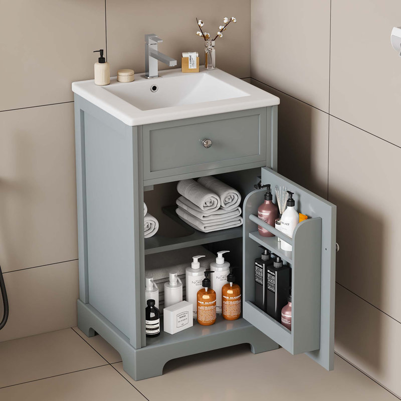 Meuble-lavabo de 20 po avec lavabo, Gris