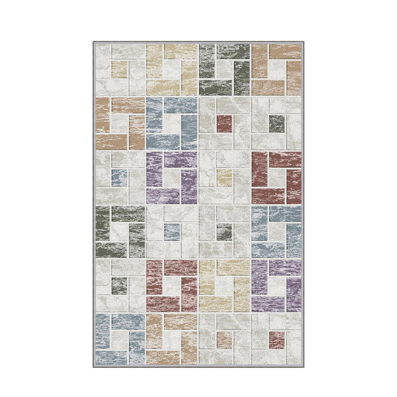 Stylish Hall Carpet 2.6 x 9.8 Feet - 100% Polyester, 0.04 in Pile Height | Antibacterial, Non-Slip PVC Felt Dot Underside | Machine Washable, 3D Digital Print | Perfect for Home Entryways & Living Spaces