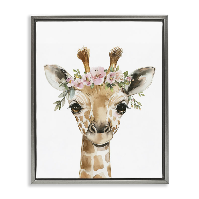  Art mural sur toile pépinière girafe par LSR Design Studio, Cadre flottant gris lustré, H 21 po x l 17 po