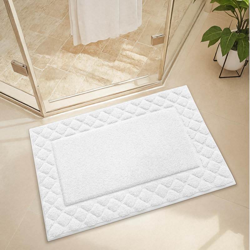 Tapis pour salle de bain en microfibre antidérapant, Simple - L 36 po x l 24 po, Blanc