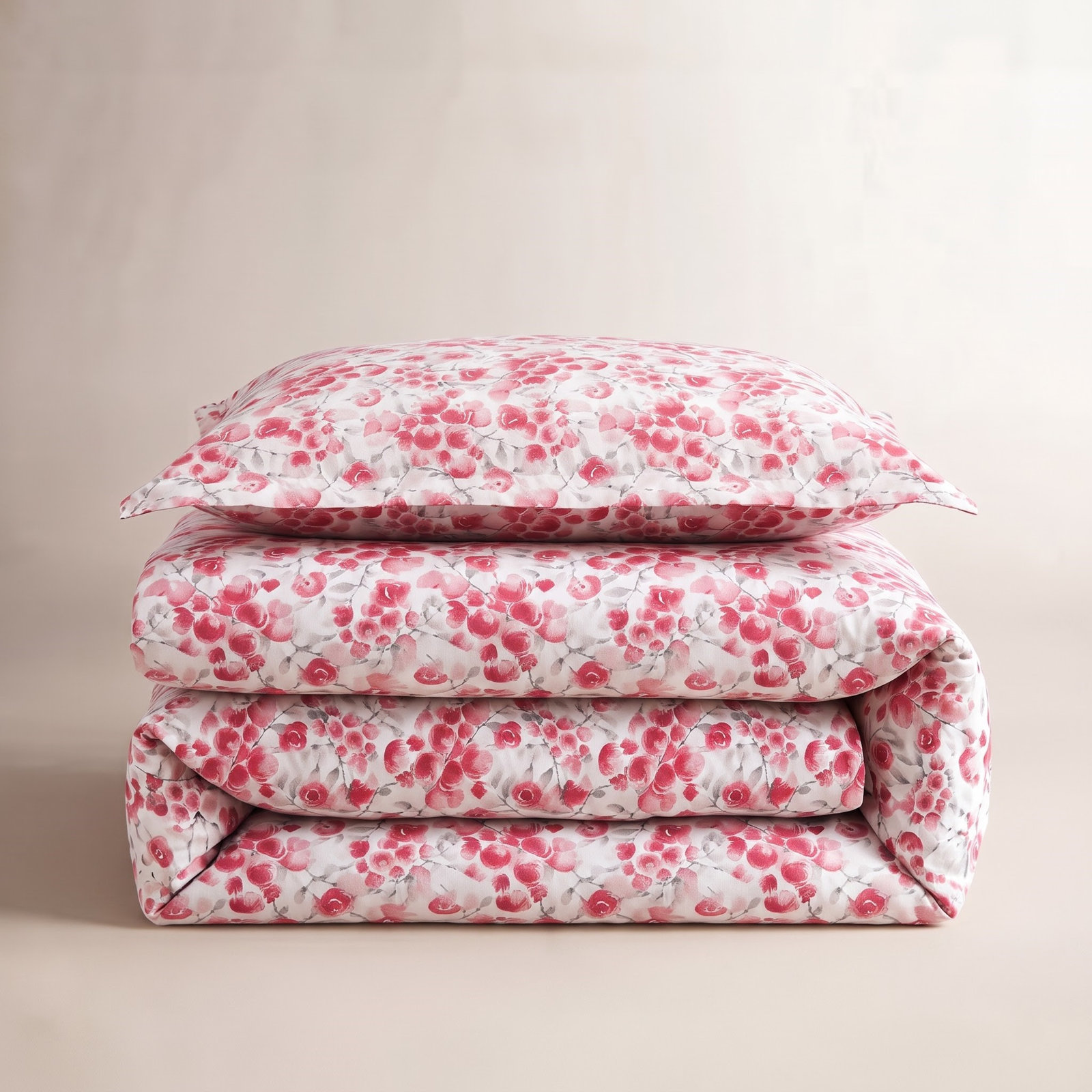 Babs Cotton Duvet Cover Set, Twin Duvet Cover + 1 Standard Sham, Red