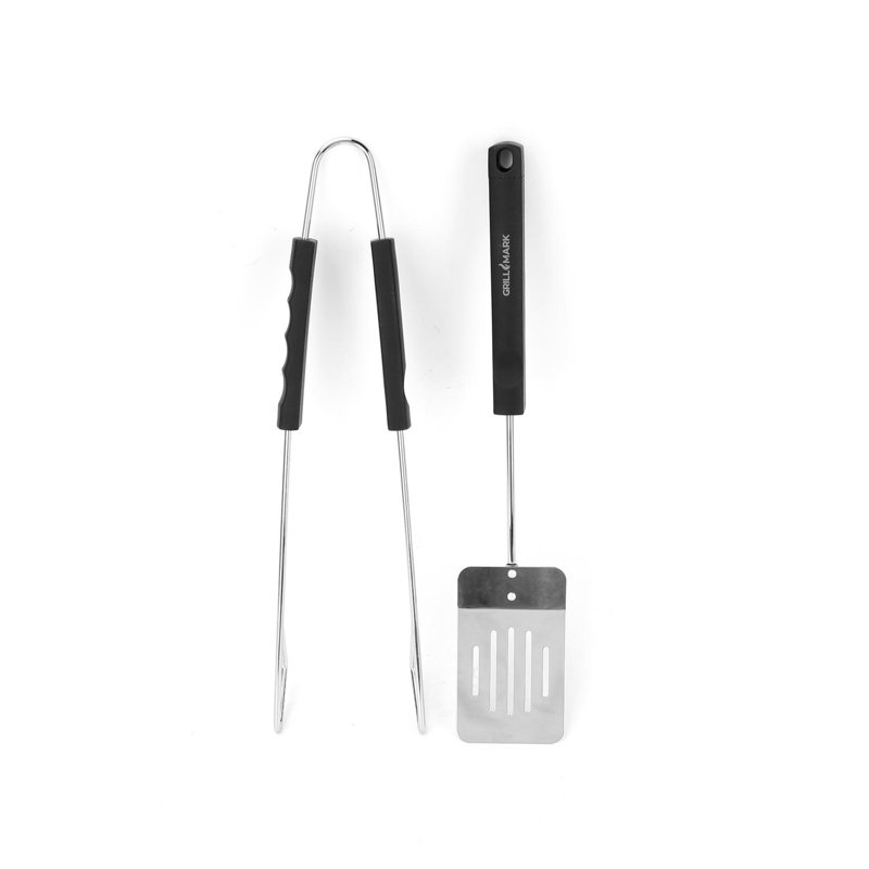Grill Mark Stainless Steel Black and Silver 3-Piece Grill Tool Set