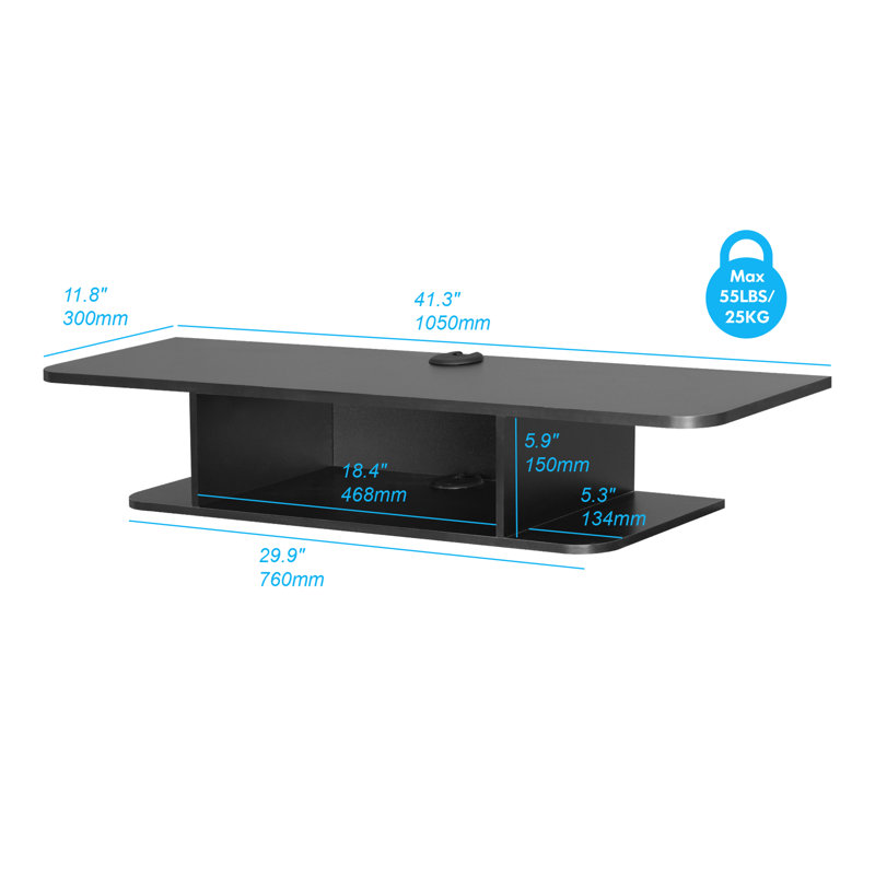 Suitland Unfinished Floating Entertainment Center for TVs up to 50", Black