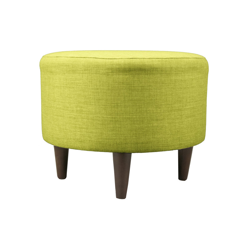Partone Upholstered Ottoman, Lime Polyester Blend