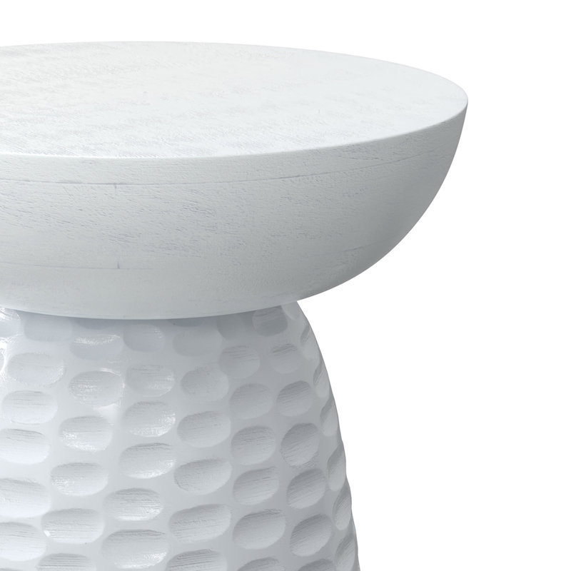 Boyd Solid Mango Wood Contemporary Accent Table with Textured Finish, Fully Assembled, White