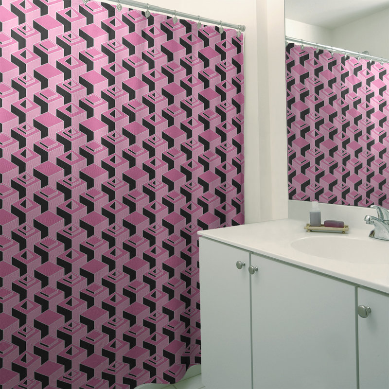 Rideau de douche simple Classic Skyscrapers, Rose / Noir