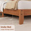 Structure de lit plateforme grand avec tête de lit en V, lattes en bois, rangement sous le lit, brun clair-129025431
