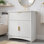 Meuble-lavabo 30 po avec lavabo en céramique, armoire de rangement encastrée cannelée, finition chêne naturel ou blanc