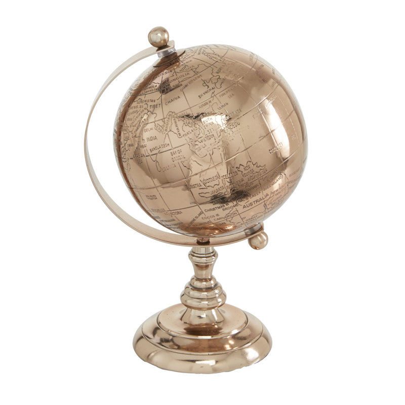 Globe terrestre en aluminium et aluminium, H 10,1 po x l 5,7 po x P 5,7 po