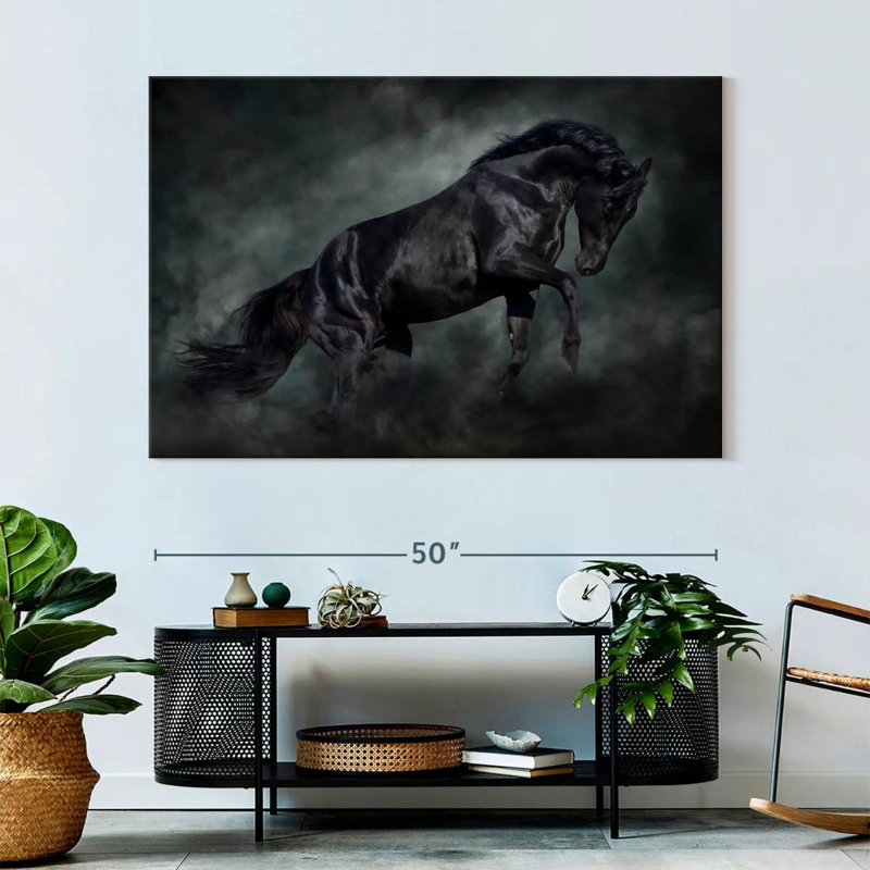 Brampt Prancing Black Horse, 34" H x 51" W