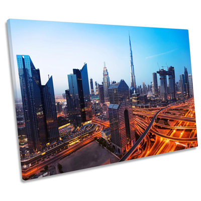 Dubai Cityscape Traffic - Wrapped Canvas Art Prints