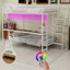 Lit superposé double au-dessus de simple avec bureau encastré et éclairage à DEL - Loft peu encombrant pour enfants et adolescents, structure robuste, assemblage facile, parfait pour les chambres à coucher et les dortoirs (sans matelas)