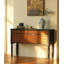 Console rétro en bois sculpté et noir avec relief floral-806808851