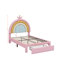Lit simple tapissier arc-en-ciel, lit plateforme en velours avec tiroir Princess-245476954