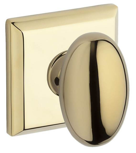 Ellipse Keyed Door Knob with Traditional Square Rose Baldwin 