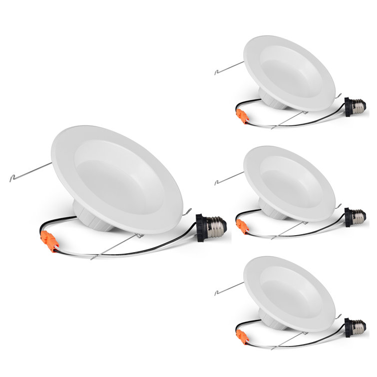 862651 14 Watt 5CCT Selectable Adjustable 5/6" Integrated LED Recessed Downlight with E26 Quick Connect Adapter (Set of 4)