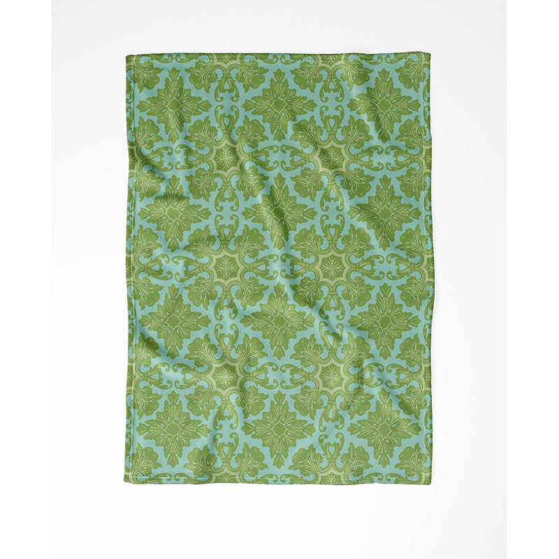 Couverture en velours de velours de damas, L 60 po x l 50 po, Vert