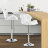 Tabouret de bar pivotant réglable en hauteur en cuir avec dossier, ensemble de 2, Jaeyon
