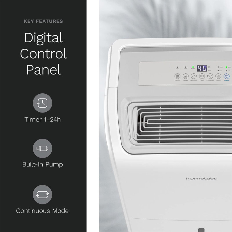 hOmeLabs 3,500 Sq. Ft. White Energy Star Dehumidifier with Pump