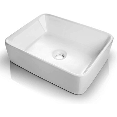 Lavabo de salle de bain 19 po x 15 po Lavabo de comptoir blanc en porcelaine