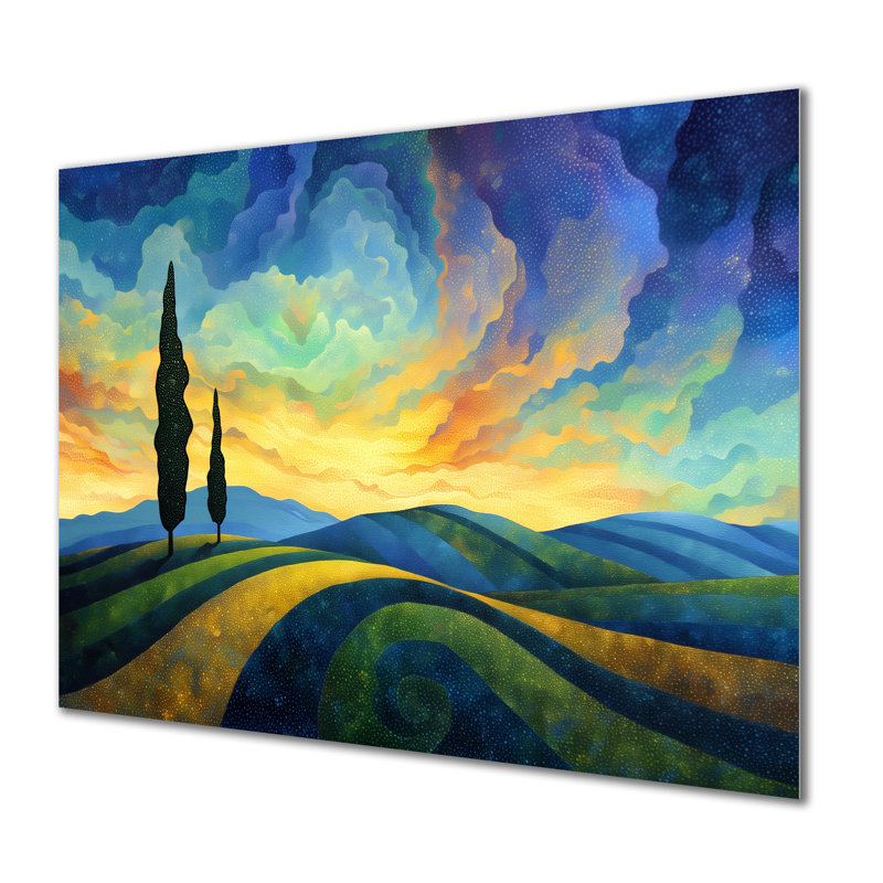 «Tuscany Valley Sunset In California I - Vangogh», impression sur métal, H 34 po x l 44 po