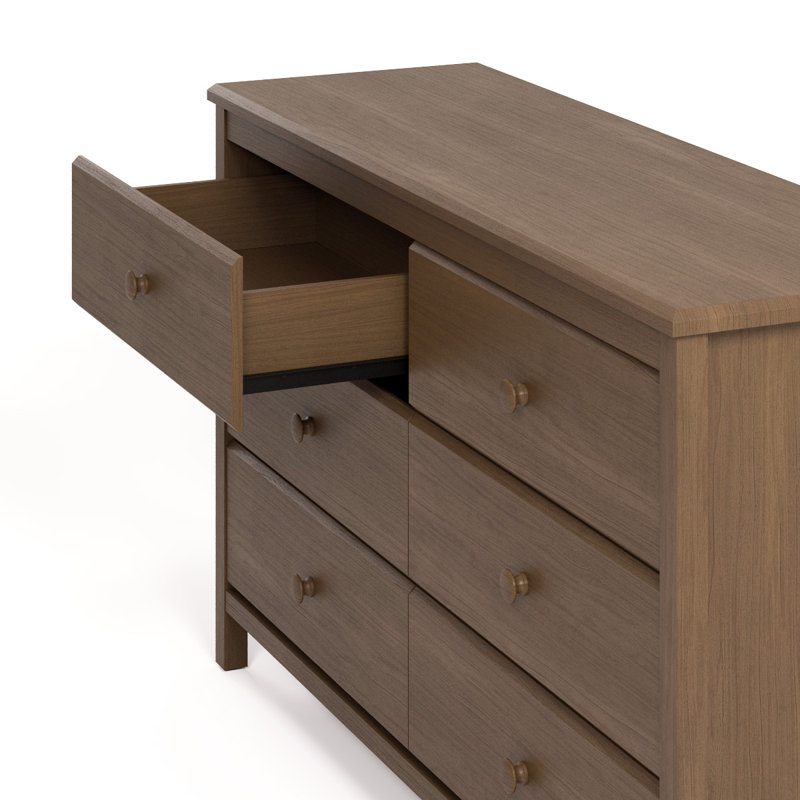 Alpine 6 Drawer Double Dresser, Hazelnut