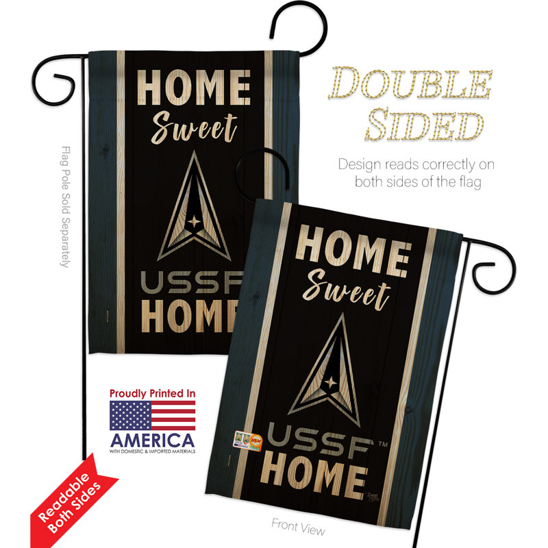 Couvre-lits en polyester 2 faces 18 x 13 po Home Sweet marine corps Drapeau de jardin, Force spatiale