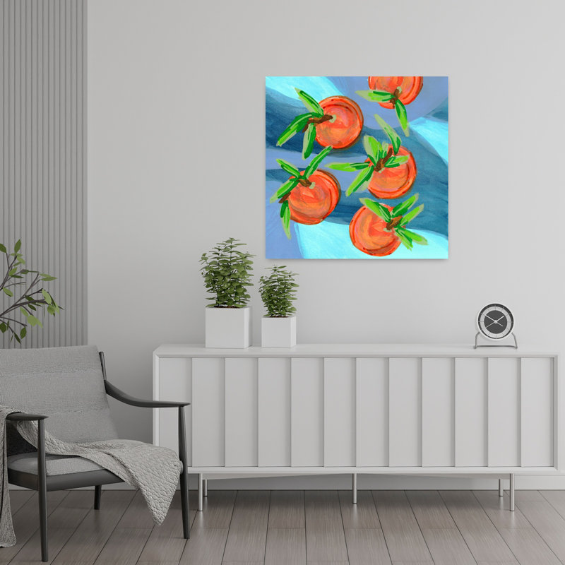 Clémentine, Dopamine, orange, audacieux, abstrait, paysage de fruits, art mural, H 24 po x l 24 po