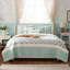 Cotton Percale Quilt Set With Decorative Pillows, Aqua, King