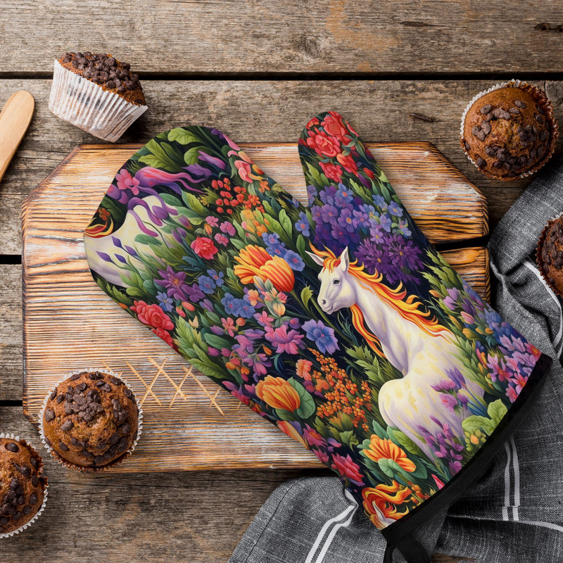 Mystical Bloom Oven Mitt Cotton Twill