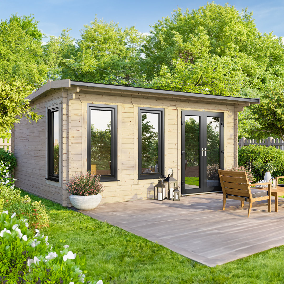 Powersheds 16 x 12ft Apex Log Cabin, Doors to the Right - 44mm