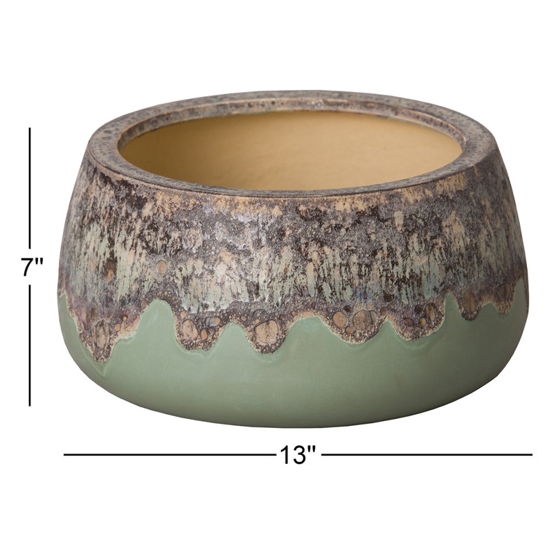 Shantel Handmade Ceramic Pot Planter, 7" H x 13" W x 13" D