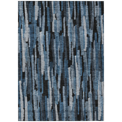 Machine Washable Indoor/Outdoor Chayil ACN1079 Blue Rug